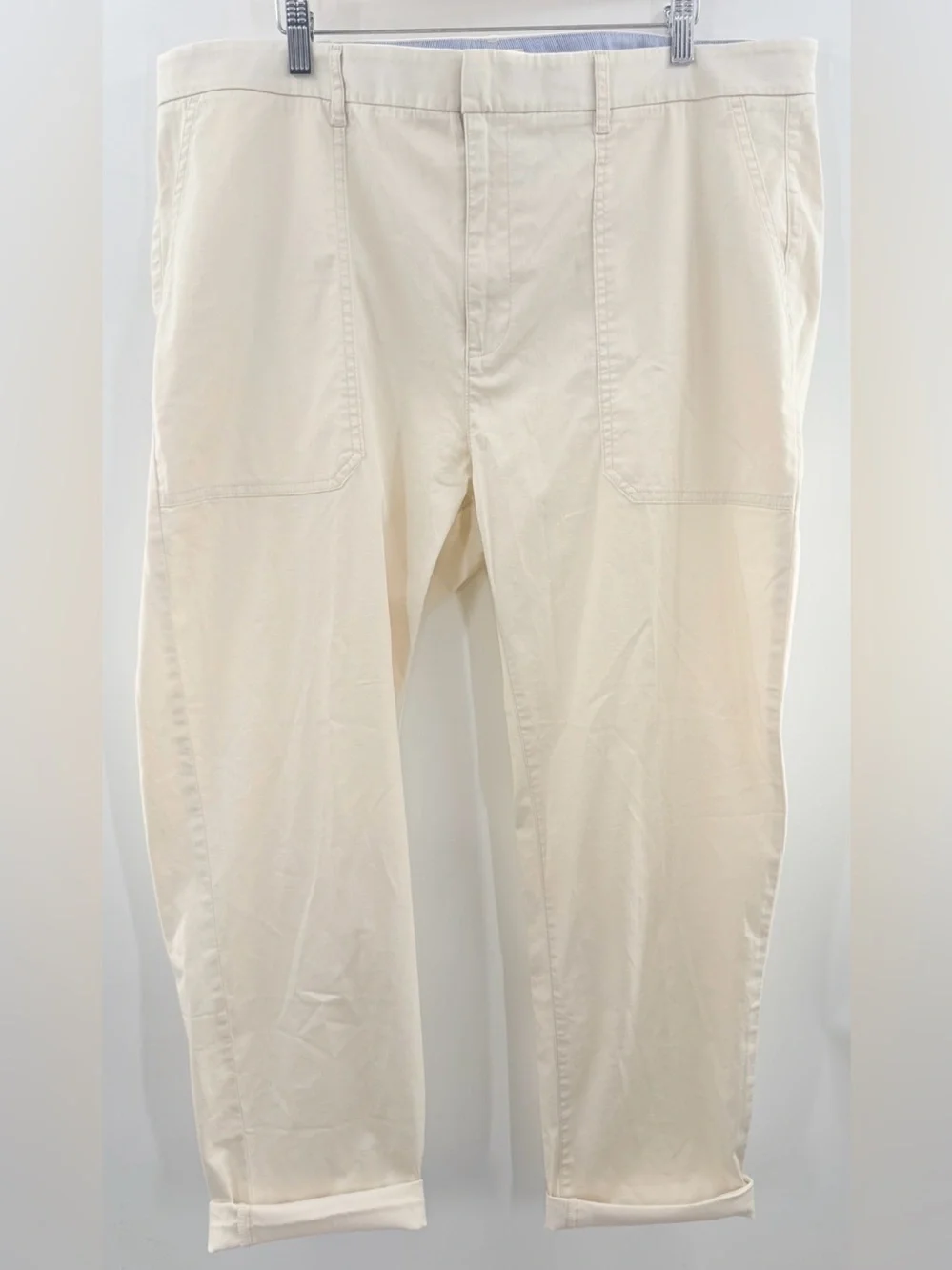 J. Crew Slim Boyfriend Chino Pants Lightweight Cotton Blend Cream Beige Size 34